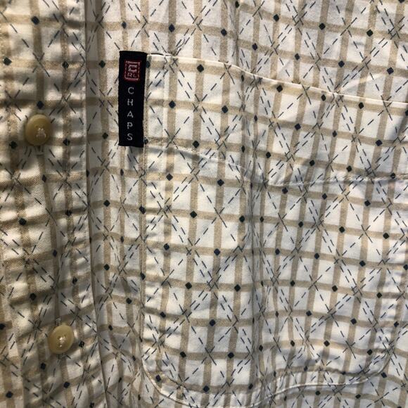 Ralph Lauren Chaps, men M, Short Sleeve, Tan & White diamond - Picture 5 of 5